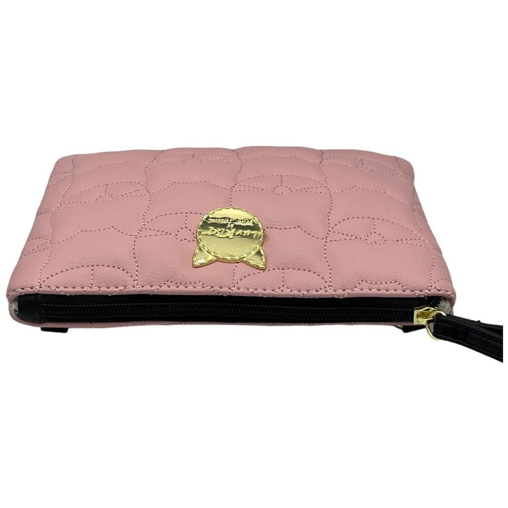Betsey Johnson Quilted Rose Pink Kitty Cat Wristlet Clutch Bag Detach 48" Strap - Picture 10 of 10